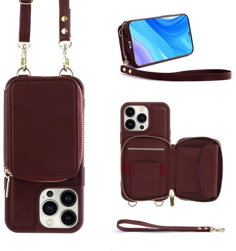 IPhone Convertible Leather Crossbody Wallet Bag